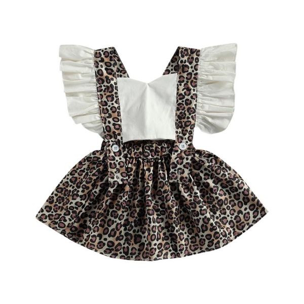 Mädchen Kleider Mädchen Baby Sommerkleidung Mode Leopardenmuster Fliegende Ärmel Nähte Kleid Für Urlaub Geburtstagsfeier Pographie