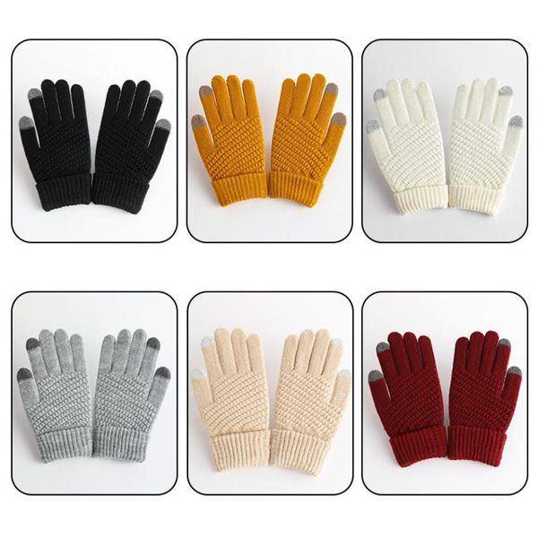 Herbst-Winter-Handschuhe mit Plüsch und modischem Touchscreen, Jacquard-Reverse-Nadel, Winter-warme Handschuhe für Kinder, Männer, Frauen, Geschenk