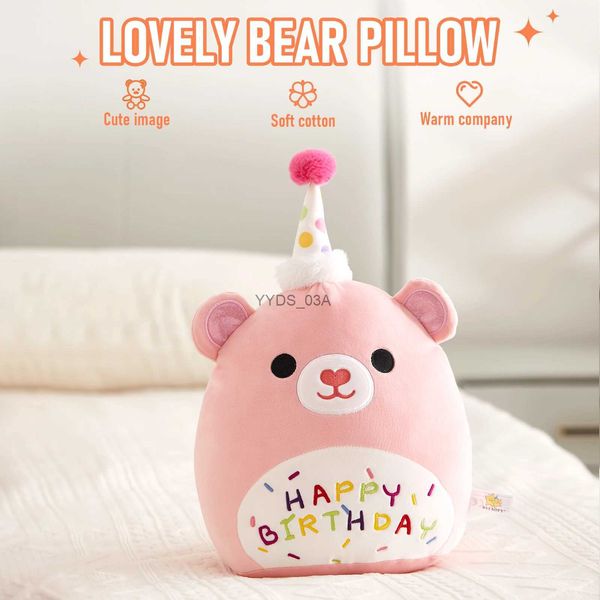 Подушка/декоративная 31 см, мягкий плед с медведем на день рождения, спящая плюшевая игрушка, милые мягкие высококачественные мягкие игрушки, розовый плюш для девочек YQ231108