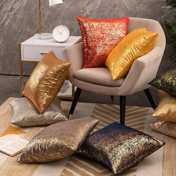 Pillow Large Bronzing Cover Suede INS Pillowcase Luxury Sofa Living Room Home Decor Case Plüsch Funda Cojin 45x45 50x50cm