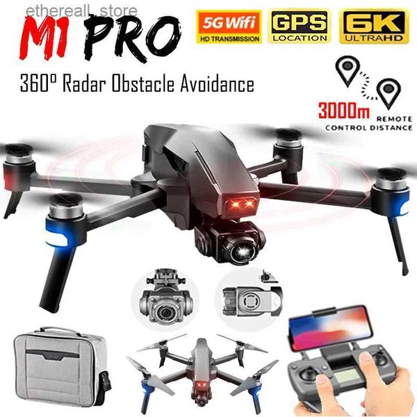 Drones M1 Pro GPS Drone 6K HD Câmera 5G WIFI FPV Fotografia Aérea Mecânica 2-Axis Gimbal One-Key Return Helicóptero RC Quadcopter Q231108