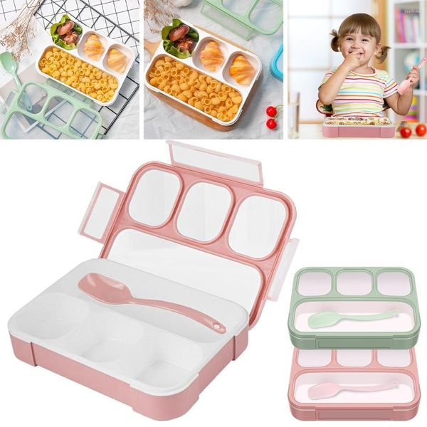 Dinnerware Sets Bento Box for Kids Adults Reutilable Lunch Storage Storage com 4 compartimentos 1 L à prova de vazamentos portáteis