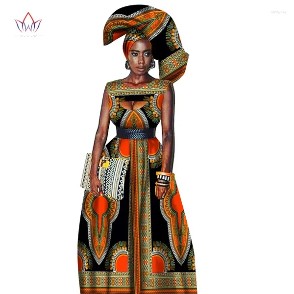 Abbigliamento etnico Tradizionale donna africana stampa abiti lunghi personalizzati in cera per l'Africa Dashiki WY1871