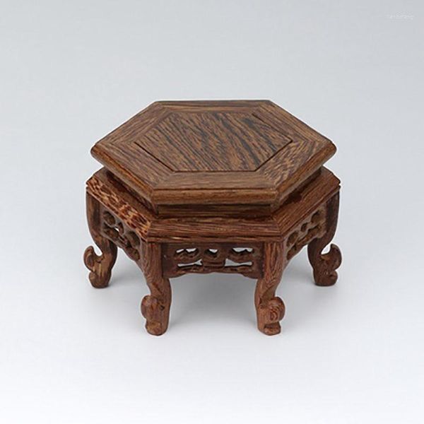 Statuette decorative Squisite ali esagonali classiche cinesi fatte a mano con base in legno espositore