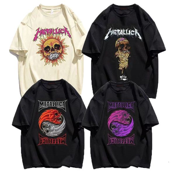 Camisetas masculinas bandas de rock metal mass camisetas gráficas de algodão vintage de algodão enorme de luto de luto de rua pesado punk y2k mangas curtas 230408