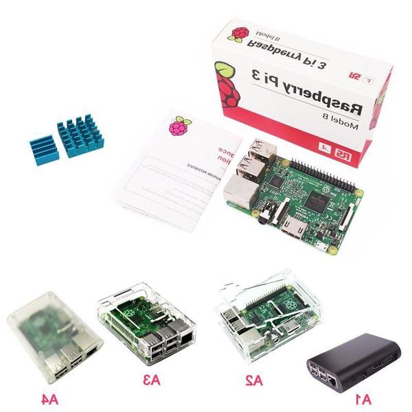 Freeshipping RS Versão Raspberry Pi 3 Modelo B ABS Caso Acrílico Alumínio Azul Dissipador de Calor para RPI 3 Avnep