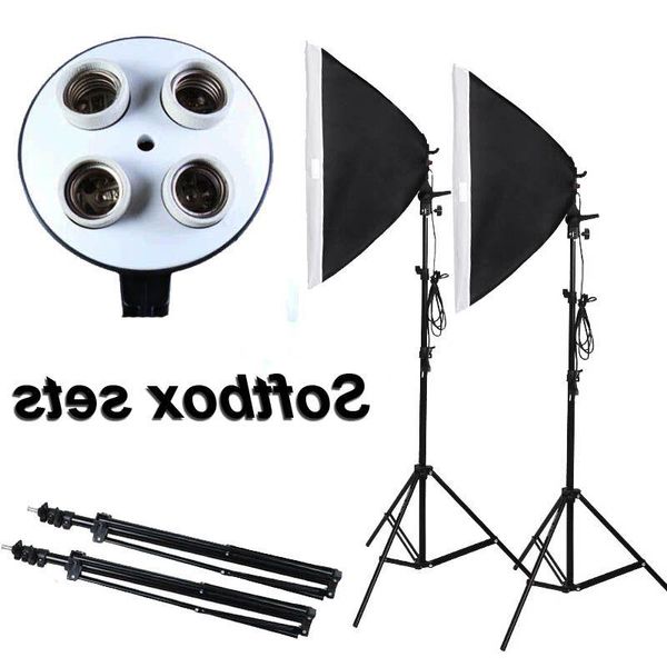 Kit de caixa macia para estúdio fotográfico, equipamento fotográfico, suporte de lâmpada com quatro tampas, iluminação 50*70cm, softbox 2m, suporte de luz, caixa de foto, papcf