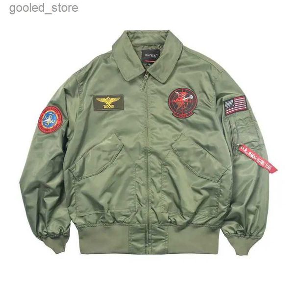 Giacche da uomo TOP GUN CWU-36P Primavera rattoppato stile militare Bomber Pilot Flight Cappotto sottile Giacca a vento Q231109