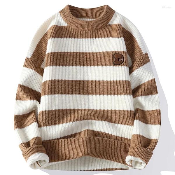 Männer Pullover Herbst Winter Mode Streifen Männer Gestrickte Pullover Hübsche Weiche Elastizität 2023 Männlich Hohe Qualität Warme Pullover