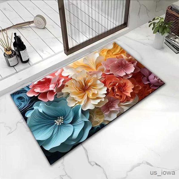 Teppiche Blume Badezimmer Bodenmatte Badezimmer starke saugfähige rutschfeste Matte Haushalt Schlamm Fußmatte Teppich