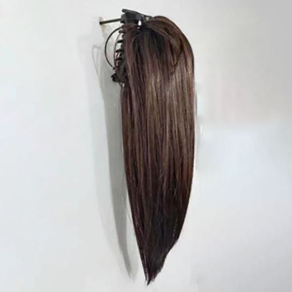 Фабричная оптовая продажа прямых заколок для хвоста длиной 12 дюймов, синтетических волос, натуральных прямых волос, женских косичек для хвостиков.