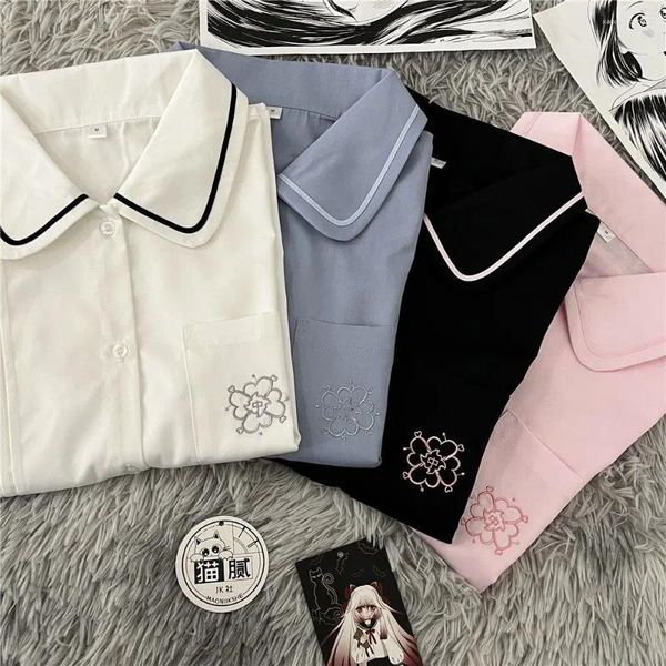 Camicette da donna Camicia per ragazze della scuola giapponese JK Top da donna Manica corta/lunga Estate e autunno Camicetta uniforme allentata Abbigliamento