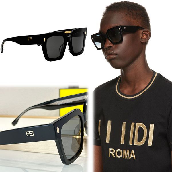 Übergroße, quadratische FF Roma-Brille, Designer-Sonnenbrille mit hochwertigem 1:1-Blechrahmen, modischer, mehrfarbiger Farbverlauf, Lunettes, lässige Urlaubs-Strandparty-Box