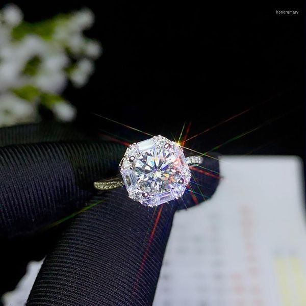 Anelli a grappolo BOEYCJR 925 Argento 1ct F Colore Moissanite VVS Anello di fidanzamento con diamanti per le donne