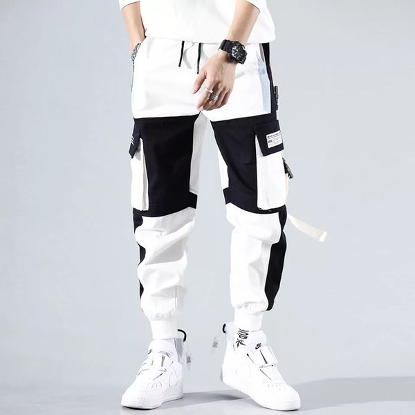 QNPQYX Neue Streetwear Frühling Lässige Herrenhose Baumwolle Haremsbänder Jogger Herren Patchwork Mode Knöchellänge Joggerhose Für Jungen