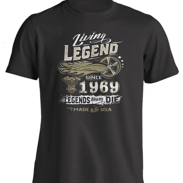 Мужские футболки 50 -летие Living Legend Legend Подарочная рубашка, родившаяся в 1969 году. Обращаясь 50 бренд хлопковые мужчины Basic Tops Fitness Teas