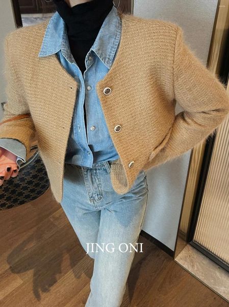 Damenjacken Tweed-Jacke 2023 Frau Kleidung Koreanischer Stil Mode Vintage Elegant Y2k Herbst Chic Mantel Winter Strickjacke Kurzes Top Luxus