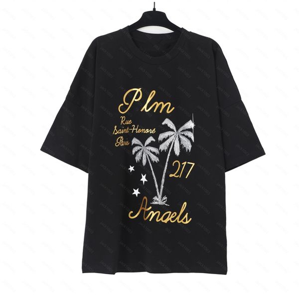 Palms Palm Angel PA Harajuku 243SS Primavera Americana Retro Lettera Stampa Logo Luxurys T Shirt Allentata Oversize Hip Hop Unisex Manica corta Tees Angels 2269 TKK