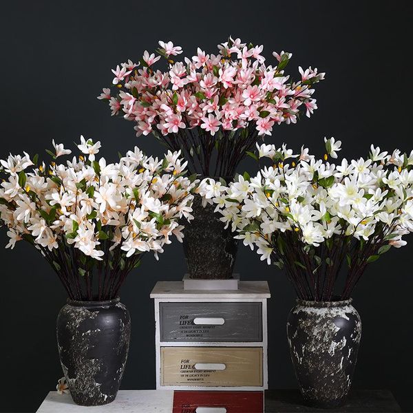 Ghirlande di fiori decorativi 2023 90cm Magnolia singola artificiale Interni per ufficio Decorazione domestica Forniture per feste per feste fai-da-te