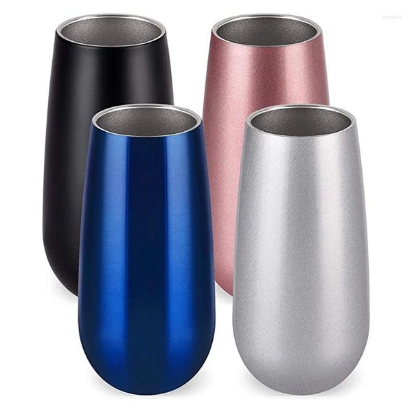 Garrafas de água 20pcs Bulk 6oz Wine Tumbler Mini Isolado Champagne Flautas Copos de coquetel de aço inoxidável com tampa para presente de damas de honra