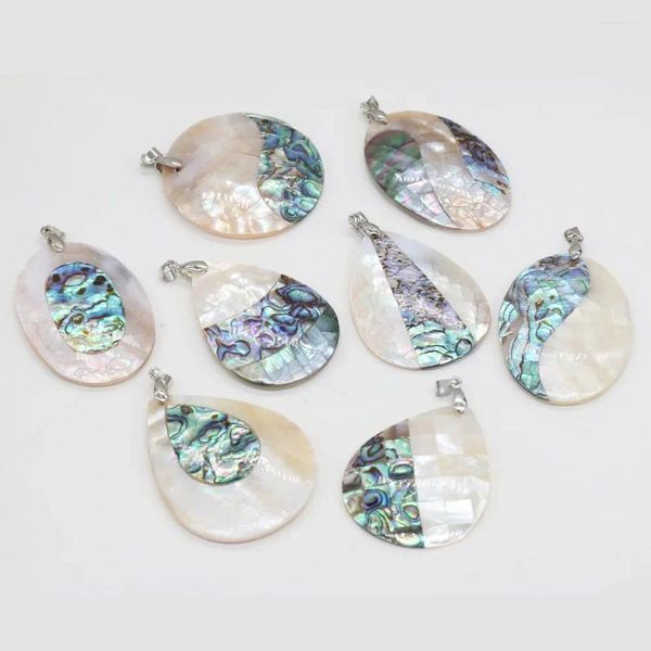 Anhänger Halsketten Natürliche Abalone Shell Geometrie Perlmutt Spleißen Exquisite Charms Für Schmuck Machen DIY Halskette Zubehör