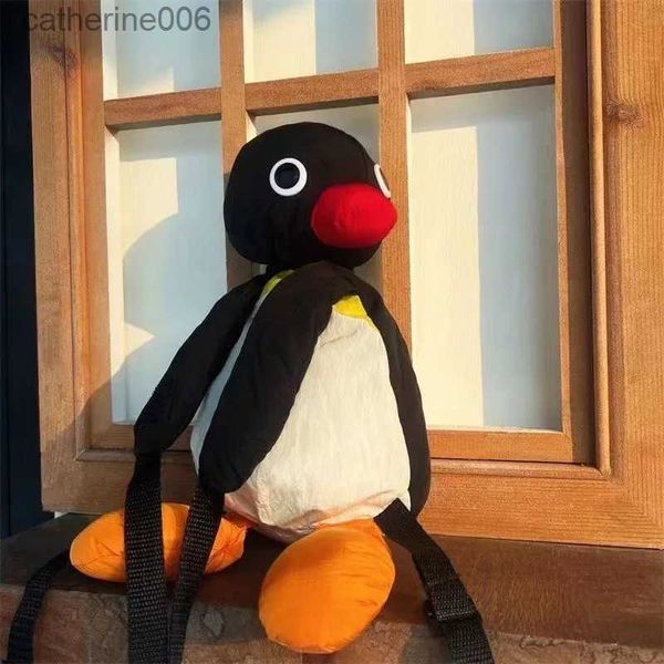 Sırt çantaları penguen peluş sırt çantası karikatür sevimli pinge ping toy yumuşak doldurulmuş hayvan omuz çantası çocuklar için kızlar doğum günü hediyeleri231108
