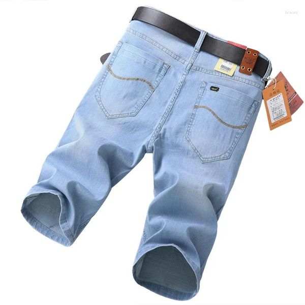 Jeans da uomo in denim corto estivo pantaloni casual da uomo abbigliamento nero blu lunghezza al ginocchio Homme originale slim fit elasticizzato