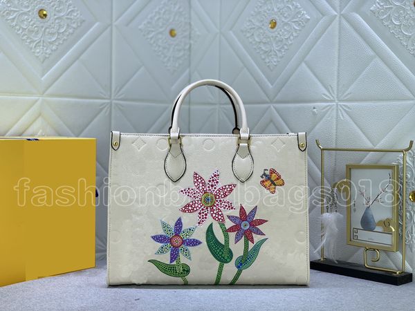 M46416 Womens YK On The Go MM GM Totes Borsa in rilievo Empreinte Monograms Borsa a tracolla floreale Ladies Japan Artist Dots Fiori Borse per la spesa a tracolla