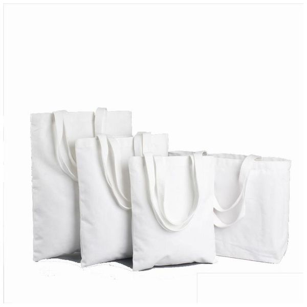 Sublimação Blanks Tote Sacos Em Branco Poliéster Totes Canvas Reusável Mercearia 12oz para DIY Crafting e Decoração Drop Delivery Office Dhw7d