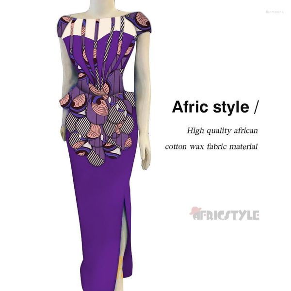 Roupas étnicas 2023 vestido de verão retchwork slit assimetria saia bazin riche impressão africana feminina africa wy6201