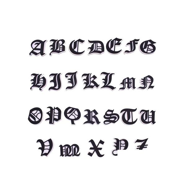 Schuhteile Zubehör Großhandel Altes Englisches Alphabet Buchstaben Croc Charms PVC Clog Für Armband Armband Diy Drop Delivery Schuhe Dh8U4