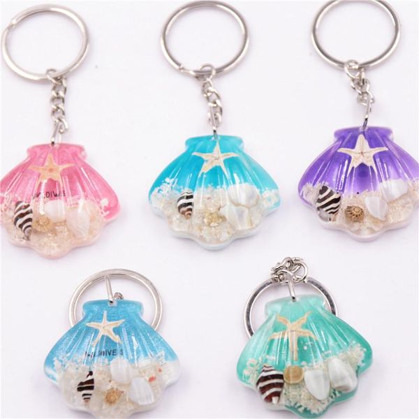 Portachiavi Starfish Shell KeyChain Fashion Charm Beach Animal Pendant Glowing In Dark Schoolbag Accessori Regali per studenti