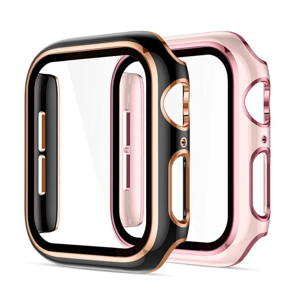 Abdeckung für Apple Watch Case 45mm 41mm 44mm 40mm 42mm 38mm Displayschutzfolie PC Bumper Gehärtetes Glas iWatch Serie 8 7 SE 6 5 4 9 ultra2