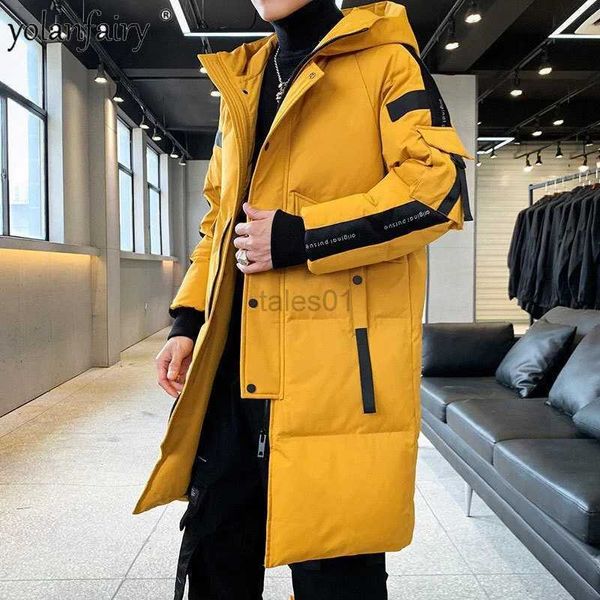 Jaquetas masculinas 2023 na moda mens inverno jaqueta homens moda coreana médio à prova d 'água branco pato puffer casaco masculino outwear ropa hombre fzln231108