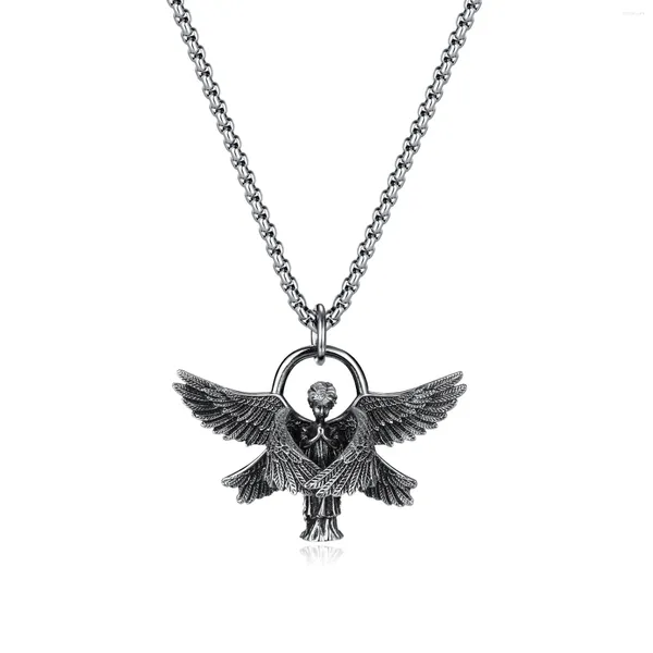 Girocollo Collana a catena vintage Gioielli per donne Ciondolo angelo gotico Personalizzato Halloween Uomo in acciaio inossidabile