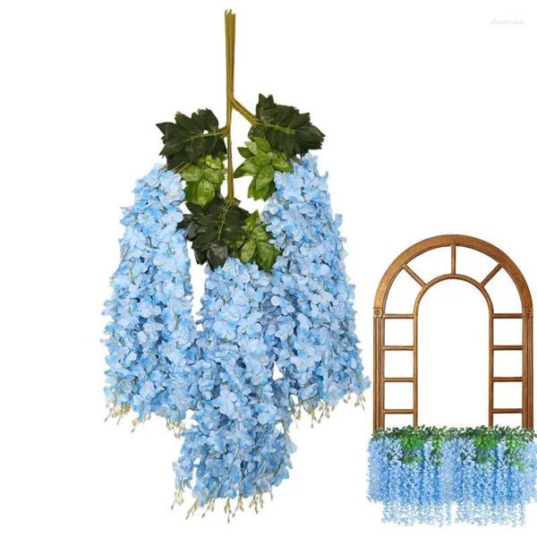 Flores decorativas Garland artificial Videiras de estilo pastoral de flores roxas com decoração de flores silvestres para casamentos