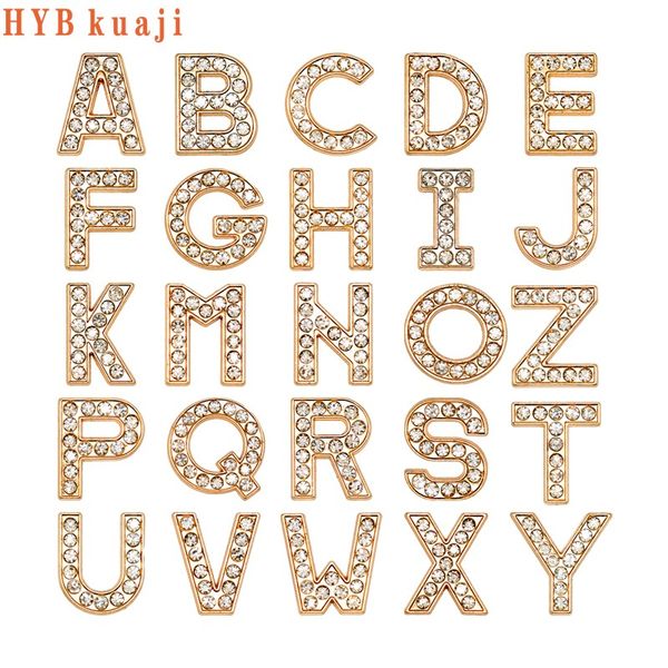 HYBkuaji DIY Luxus Brief Metall Schuh Charms Dekorationen Gold Schuh Zubehör Charms Schnallen Unterstützung Custom