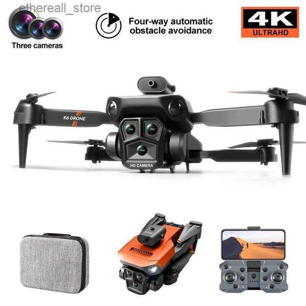 Drones K6 Max Drone Profissional Fotografia Aérea Aeronaves 4K Três Câmeras HD One-Key Retorno Obstáculo Evitar GPS Drone Brinquedos Presente Q231108