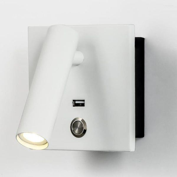 Lâmpadas de parede Zerouno Lights de cabeceira de cabeceira de cabeceira de cama de lâmpada moderna Leitura de cama 5V 2A Solces de porta USB Iluminação