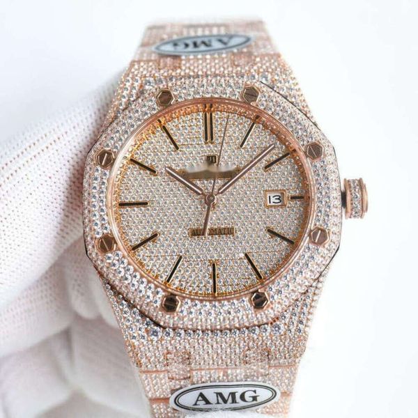 AudemaP Ap Bp fábrica Caro Relógio Completo Diamante Menwatch Auto Relógio de Pulso Pe9s Movimento Mecânico de Alta Qualidade Piglet Uhr Bust Down Montre Iced Out Royal Relo