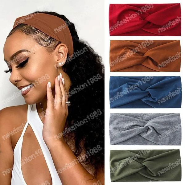 Mode haarband Vrouwen Hoofdband Twist Katoen Brede Tulband Twisted Print Headwrap Meisjes Haarband Haaraccessoires Scrunchies Hoofddeksels