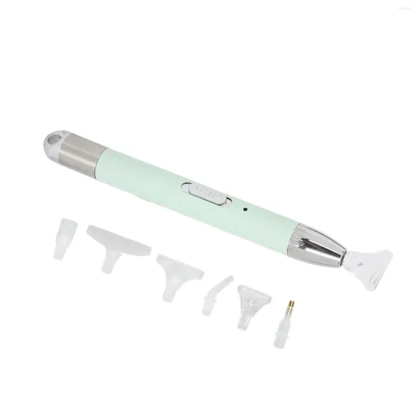 Spugne per trucco Penna per pittura con strass luminosi Attaccatura rapida USB ricaricabile Doppia sorgente luminosa Verde per uso in salone