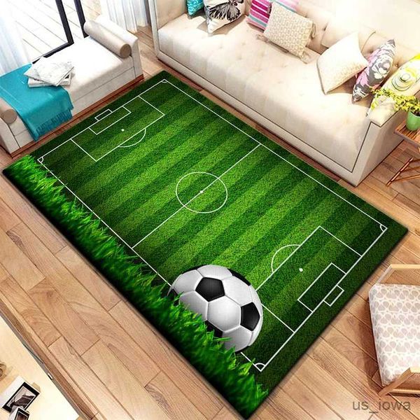 Teppiche 3D-Fußball-Fußball-Sport-Silhouette-Muster-Teppich für Wohnzimmerteppiche Camping-Picknickmatte Rutschfeste Teppichmatte Fans Geschenk