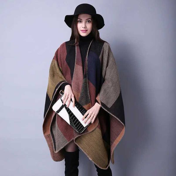 Pelliccia da donna Pelliccia sintetica Poncho invernale Mantelle da donna Abbigliamento casual Imitazione Mantello di cashmere Sciarpe da donna Bufanda Mujer Scialli Cappotto Avvolge Donna PonchoL23117