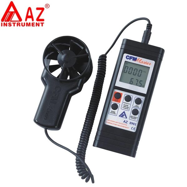 AZ8901 Testador de temperatura do ar portátil e medidor de vento de fluxo de ar intervalo de velocidade de vento: 0,4 ~ 35 m / s de mão de mão RS232 Anemômetro de saída