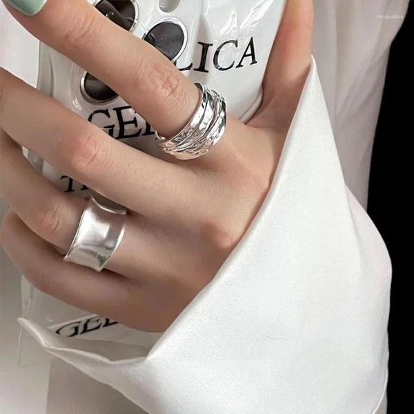 Anéis de cluster moda s925 banhado a prata suave anel de dedo largo para mulheres meninas festa punk hiphop jewlery presentes acessórios jz834