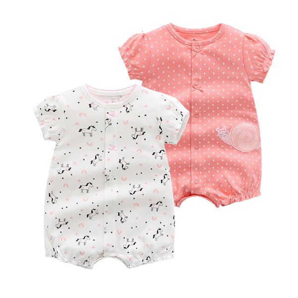 Rompers 2 peças/lote Marca de verão Roupas de bebê macacão de algodão roupas de bebê de mangas curtas Roupas de bebê 0-24m
