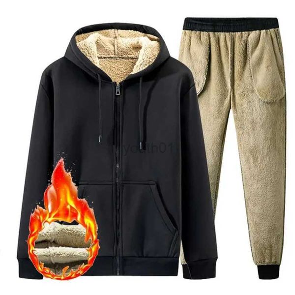 Herren-Kapuzenpullover, Sweatshirts, verdickte Hoodies, Winter, warm, Sportanzug, Herren, Kapuzen-Lauf-Sets, Damen, Fleece-Jacke, Hose, winddicht, lockere Sportbekleidung, 1/2 Bilder/Setzln231108