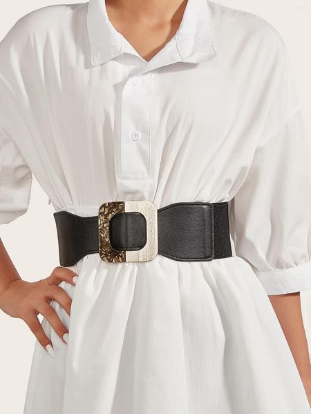 Cinture Moda Cintura elastica nera di alta qualità elasticizzata in vita Abito con cintura larga per tutti i abbinamenti Stile coordinato da donna