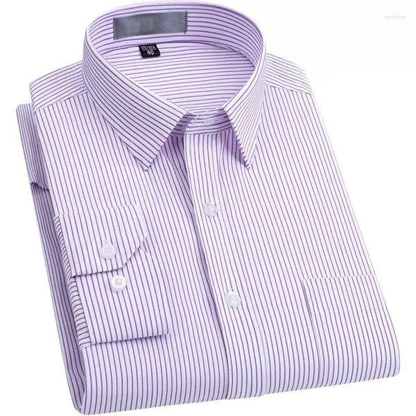 Camicie eleganti da uomo Camicia a righe a maniche lunghe, vestibilità ampia, casual, senza ferro